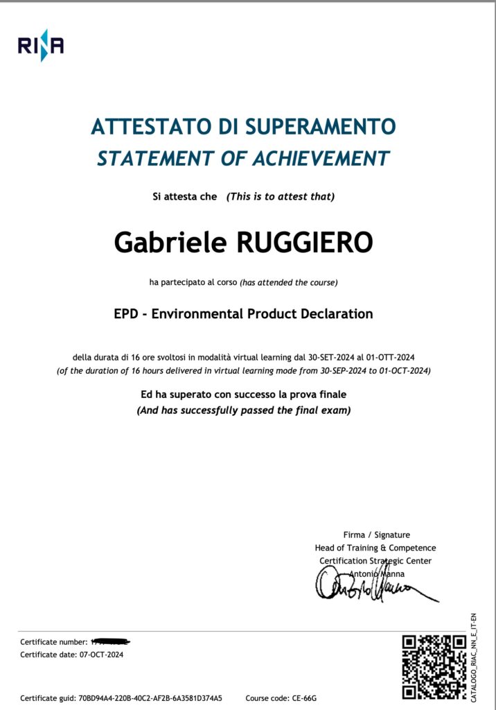 Qualifica EPD: Il Mio Percorso per Contrastare il Greenwashing e Promuovere la Sostenibilità Aziendale Qualifica EPD: Il Mio Percorso per Contrastare il Greenwashing e Promuovere la Sostenibilità Aziendale